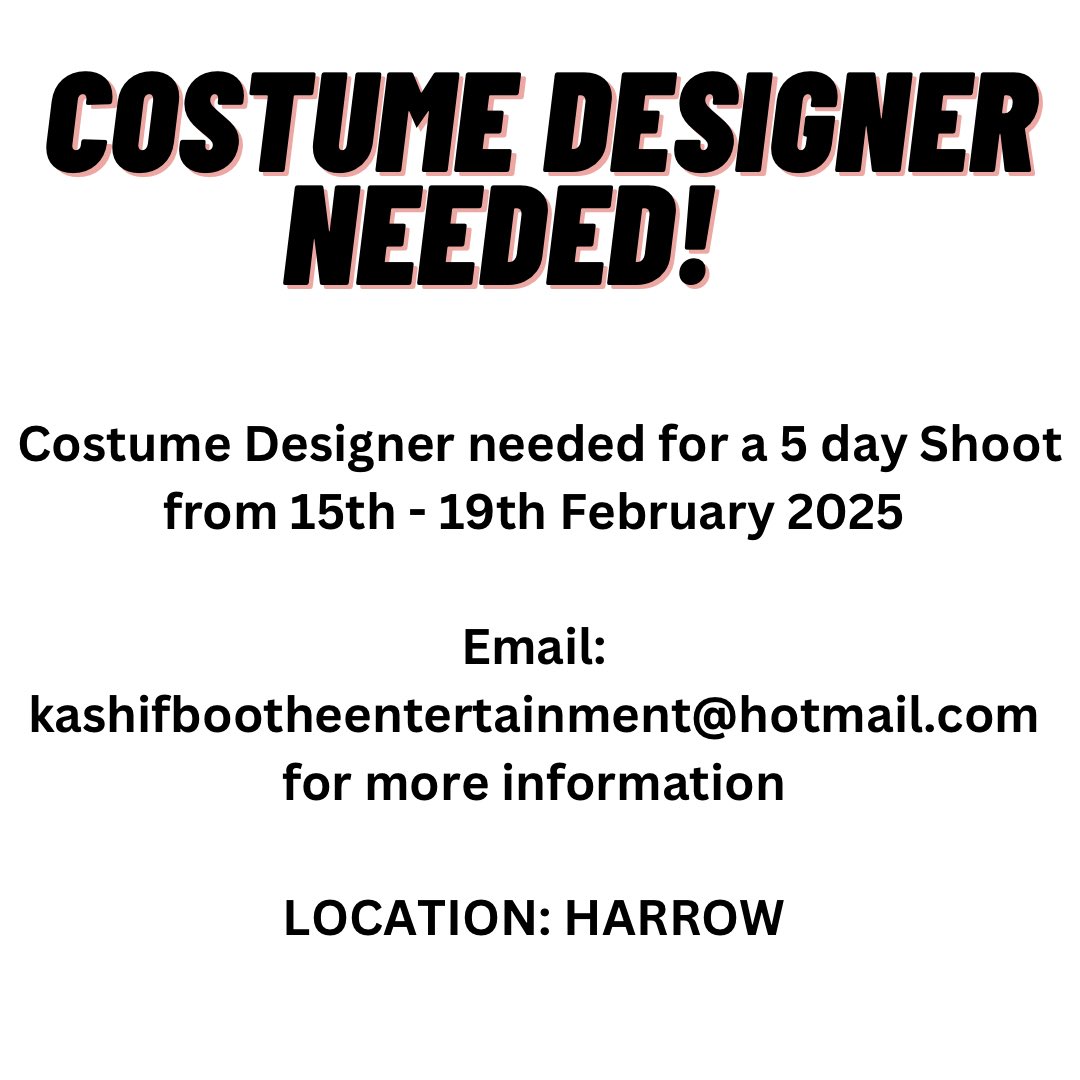 Costume Designer needed! RT! PAID!