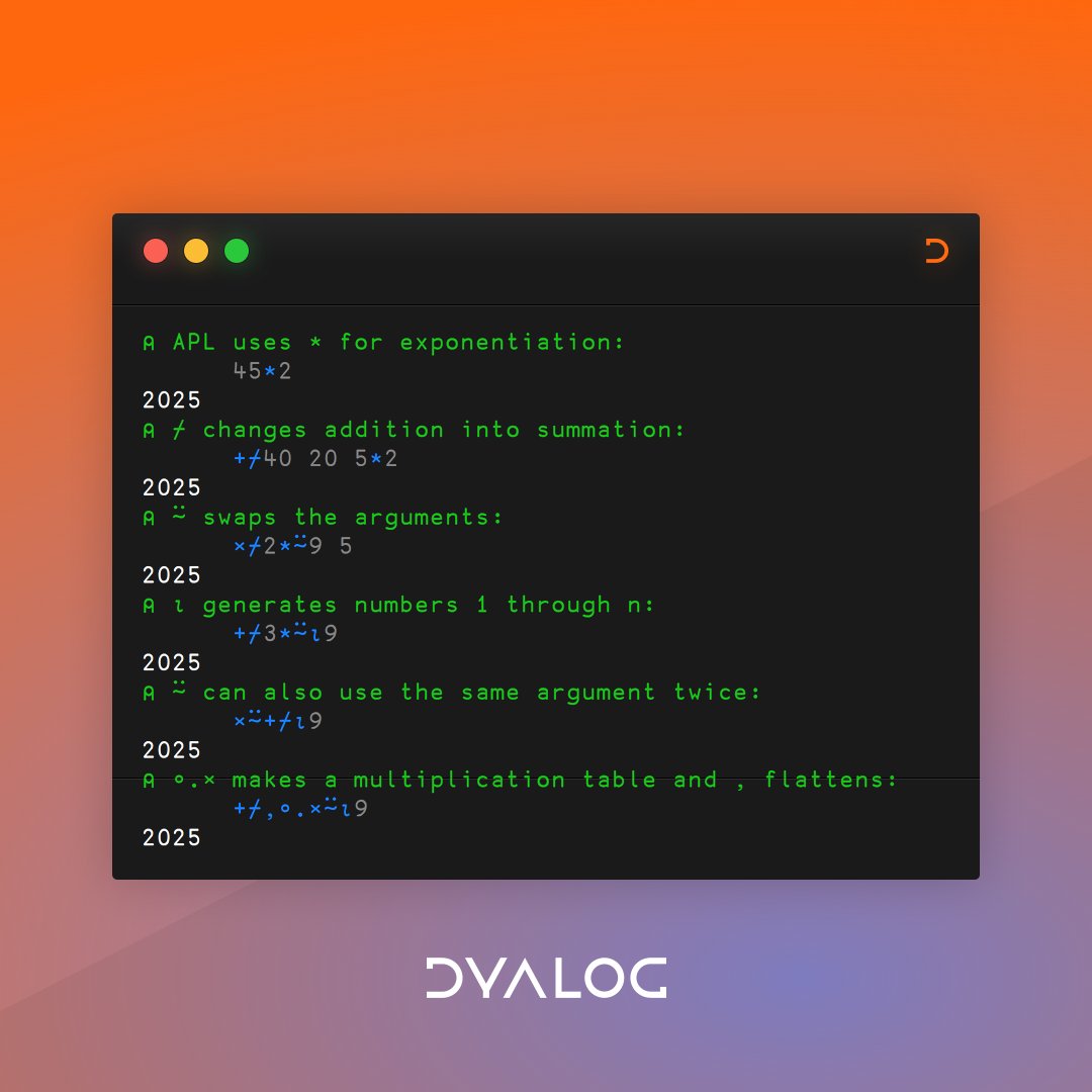 Happy New Year! We are now open again after the Christmas break. We hope that you had an enjoyable Christmastime and that 2025 is a good year for all of us. #Dyalog #APL