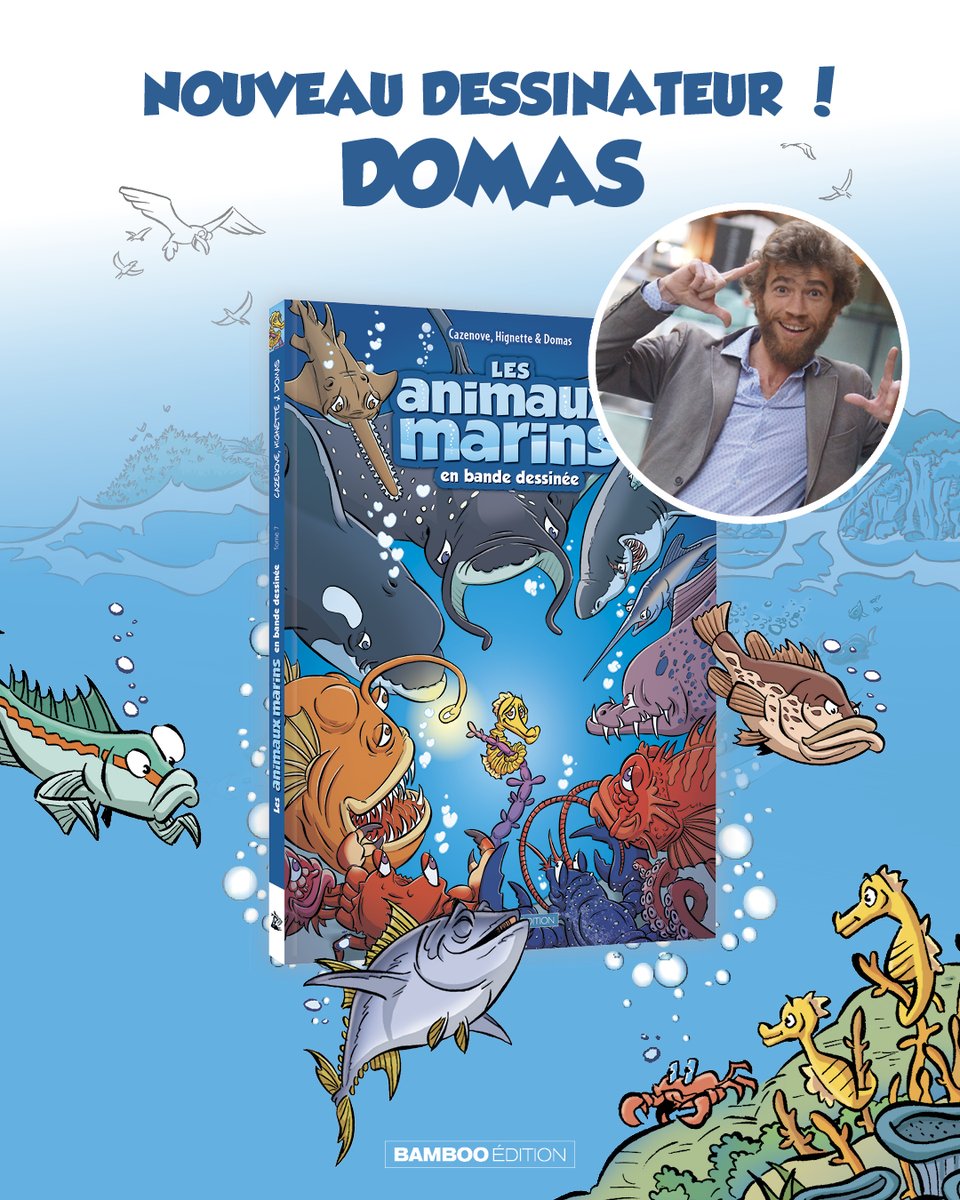 🌊 Pour le tome 7 des Animaux marins en bande dessinée, Domas rejoint l'équipage ! 😍
Son talent de dessinateur vous emmène explorer les fonds marins et leurs secrets... le 8 janvier prochain ! 👀