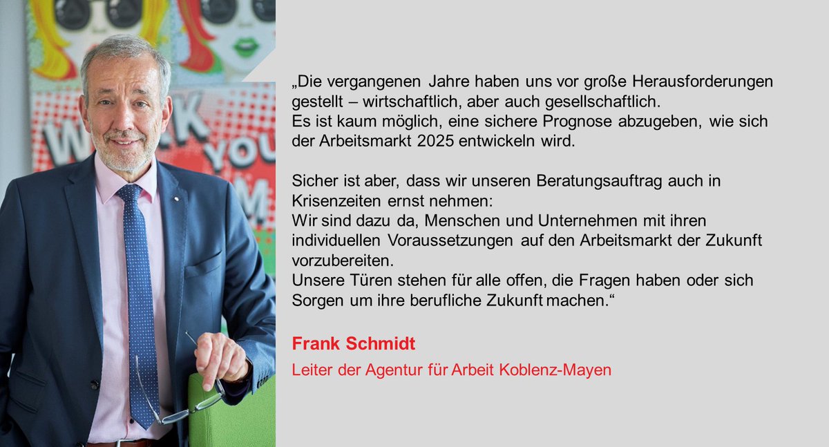 Frank Schmidt, Leiter der Agentur für Arbeit Koblenz-Mayen zur Lage am Arbeitsmarkt.