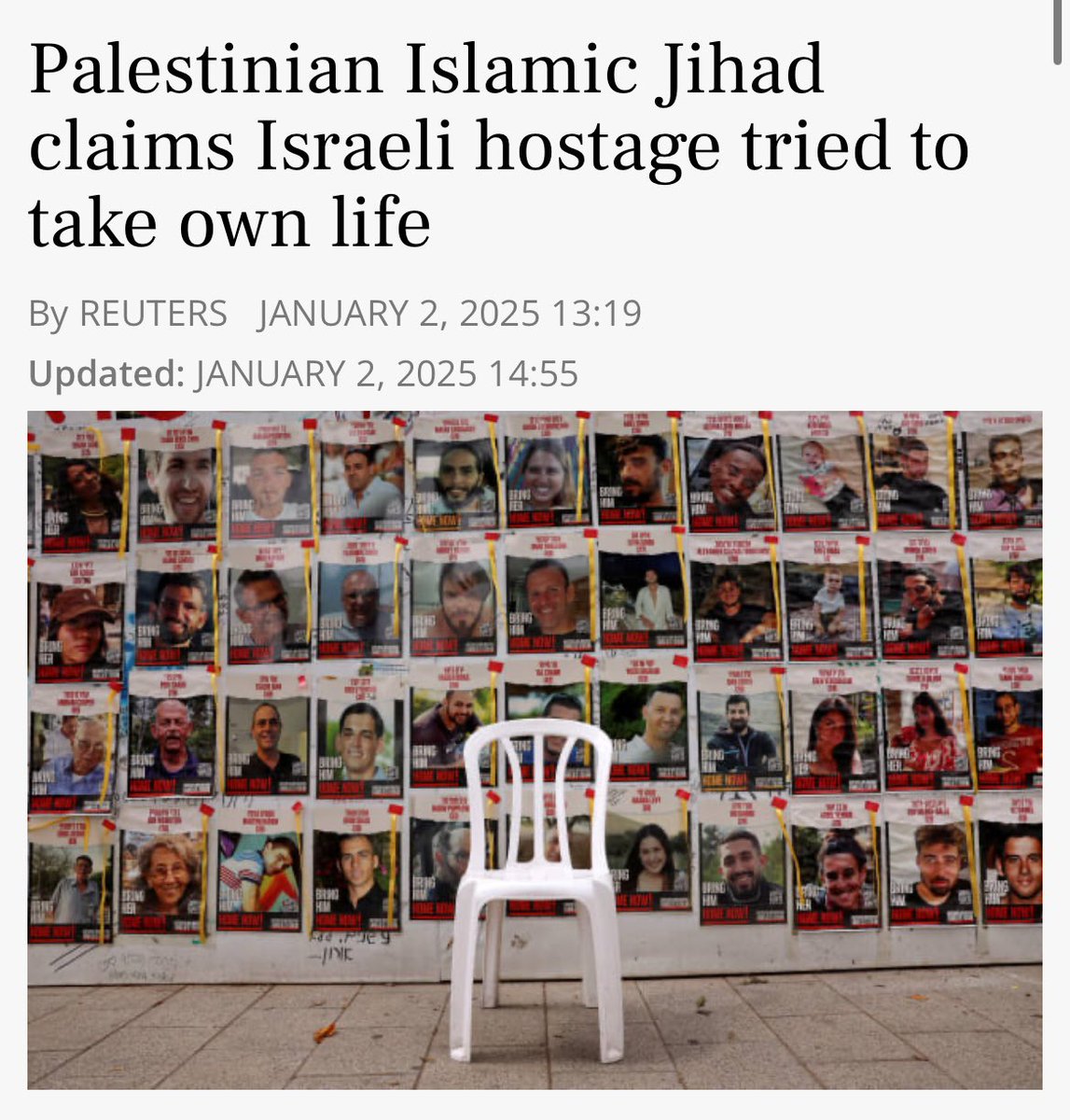 HenMazzig's tweet photo. BREAKING: Palestinian Islamic Jihad has stated that one of the hostages has attempted to commit suicide, but was prevented from doing so. 

If PIJ really wanted to help this poor soul, why won't they just let them go home? Why? https://t.co/ujujGDgJbS