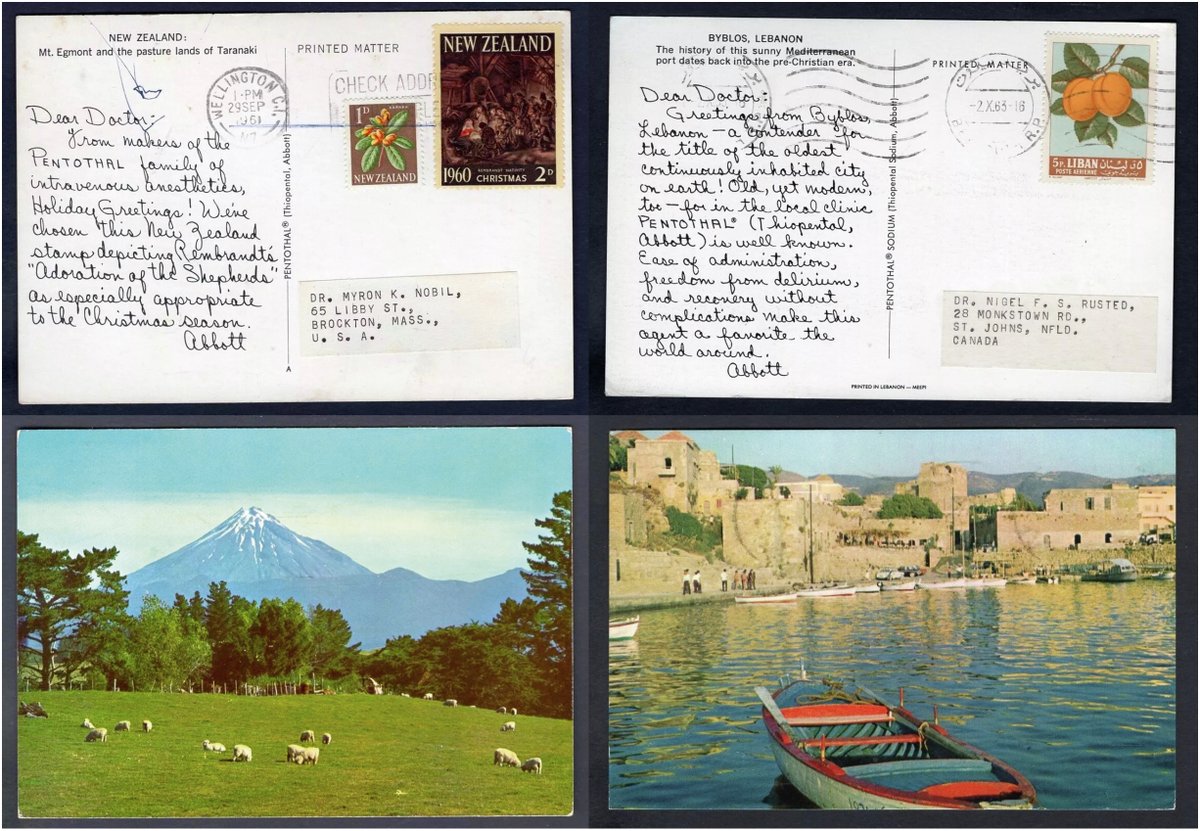 David Steensma, MD (@davidsteensma) on Twitter photo My latest <a href="/MayoProceedings/">Mayo Clinic Proceedings</a> philatelic vignette is now online, about the "Dear Doctor" postcards of the 1950s & 1960s. Most were from Abbott Labs, touting sodium pentothal.
Author link with 50 days free access to the article"
authors.elsevier.com/a/1kN0a5qq8bf7I
#MedTwitter #Deltiology My latest <a href="/MayoProceedings/">Mayo Clinic Proceedings</a> philatelic vignette is now online, about the "Dear Doctor" postcards of the 1950s & 1960s. Most were from Abbott Labs, touting sodium pentothal.
Author link with 50 days free access to the article"
authors.elsevier.com/a/1kN0a5qq8bf7I
#MedTwitter #Deltiology
