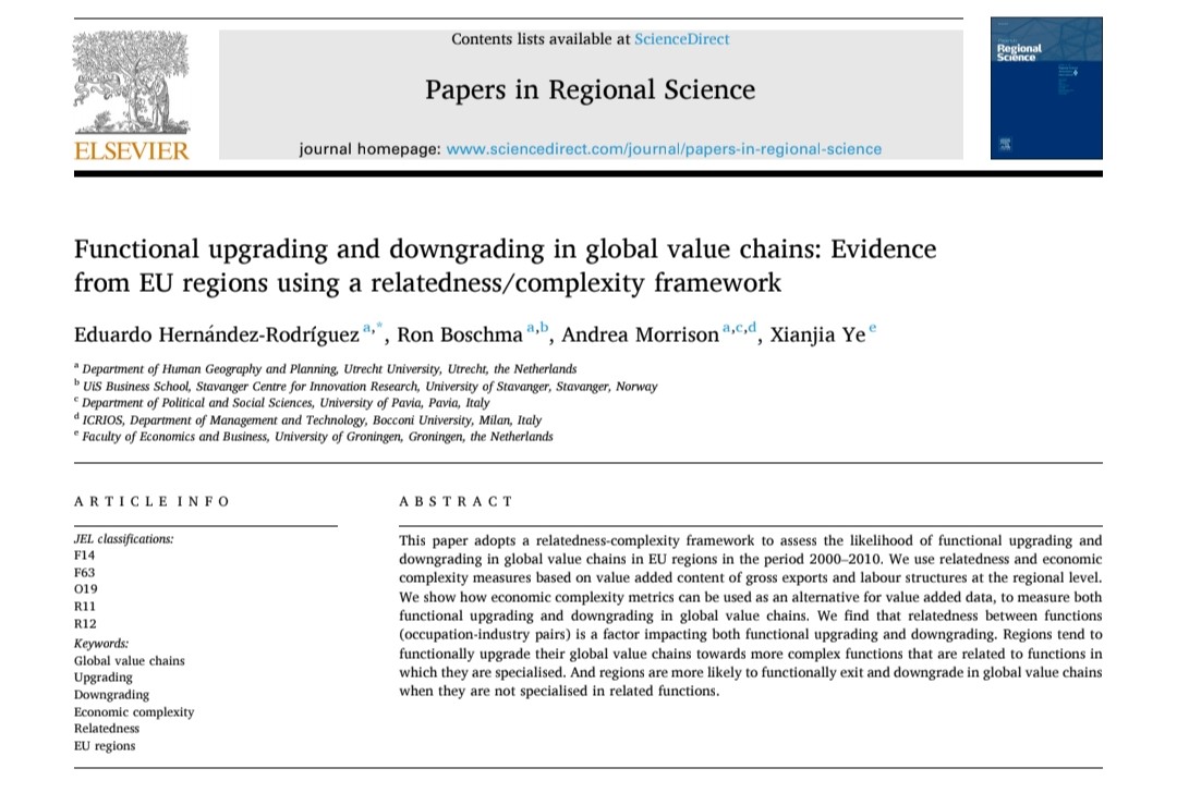Eduardo Hernández-Rodríguez (@eduherro) on Twitter photo 🚨 New year, new paper!
What a great way to start this new year having our paper with Ron Boschma, <a href="/morrisonXandrea/">ANDREA MORRISON</a> and <a href="/xye_nl/">Xianjia Ye</a> published at Papers in Regional Science!
Find below the main findings and access to the full paper in this link 👇🏻
kwnsfk27.r.eu-west-1.awstrack.me/L0/https:%2F%2… 🚨 New year, new paper!
What a great way to start this new year having our paper with Ron Boschma, <a href="/morrisonXandrea/">ANDREA MORRISON</a> and <a href="/xye_nl/">Xianjia Ye</a> published at Papers in Regional Science!
Find below the main findings and access to the full paper in this link 👇🏻
kwnsfk27.r.eu-west-1.awstrack.me/L0/https:%2F%2…