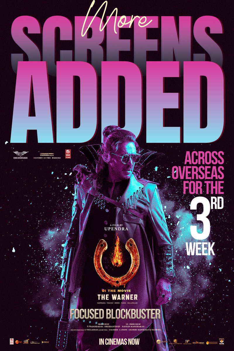 KvnProductions's tweet image. A NEVER-ENDING FOCUS! 🔥🔥

#UiTheMovie storms into its 3rd week with NEW SCREENS across overseas territories ❤️‍🔥❤️‍🔥

#FocusedBlockbusterUI

@nimmaupendra @Laharifilm @enterrtainers @Reeshmananaiah @AJANEESHB @LahariMusic #GeethaFilmDistributors @APIfilms @ConfidentGroup1…