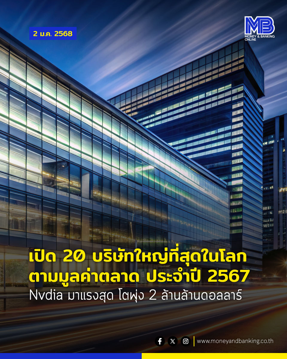 moneynbanking's tweet photo. เปิด 20 รายชื่อบริษัทใหญ่ที่สุดในโลกตามมูลค่าตลาด ของปี 2567 เผย Apple ยังครองแชมป์ ด้าน Nvidia มาแรง โตพุ่ง 2 ล้านล้านดอลลาร์

อ่านเพิ่มเติม : https://t.co/vyjnO3mUyX https://t.co/3OTmNWqem4