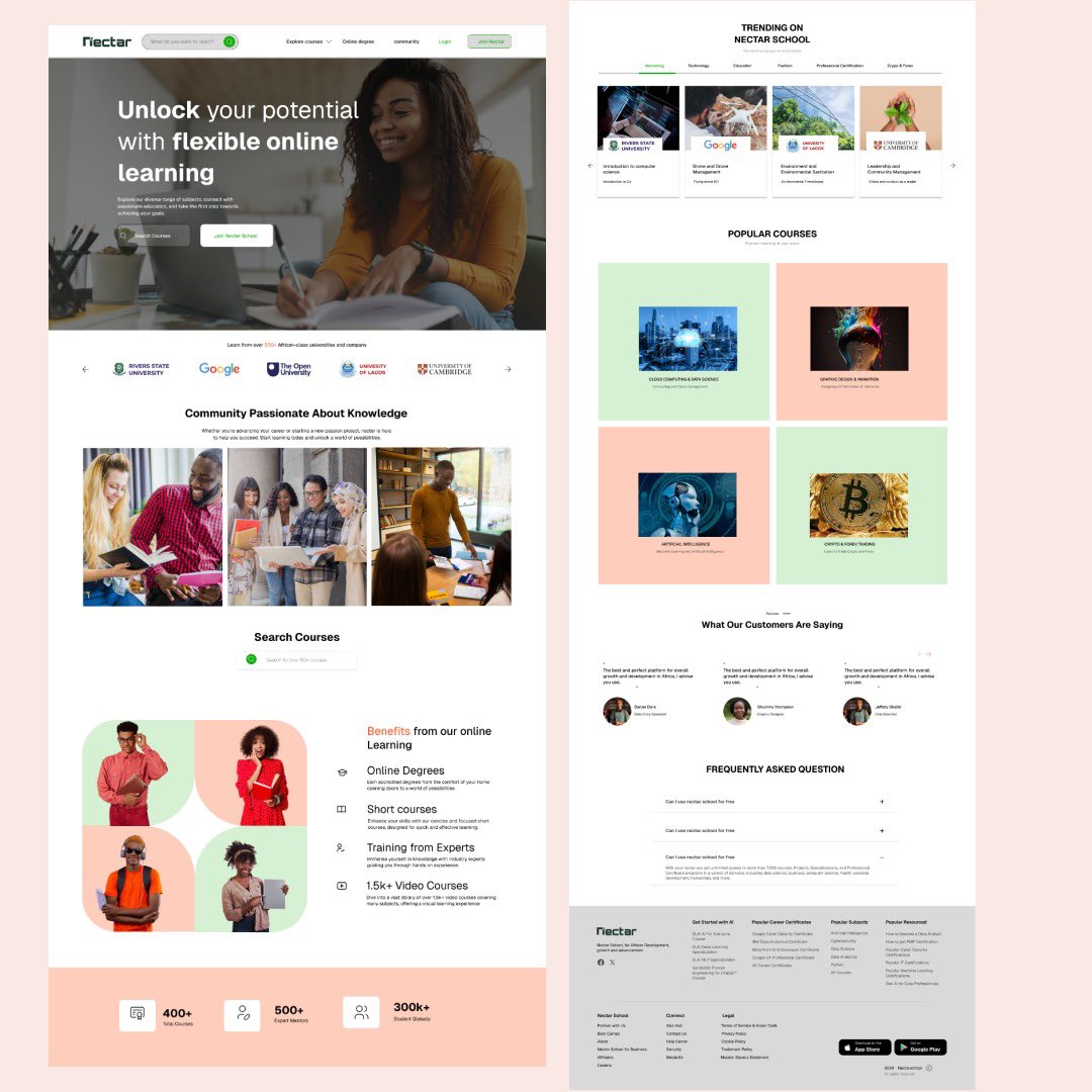 Nwachinemelu90's tweet image. I redesigned a website for an e-learning platform with a focus on easy navigation and sleek visual design. 
#UXDesign #WebRedesign #Elearning# opentofeedback