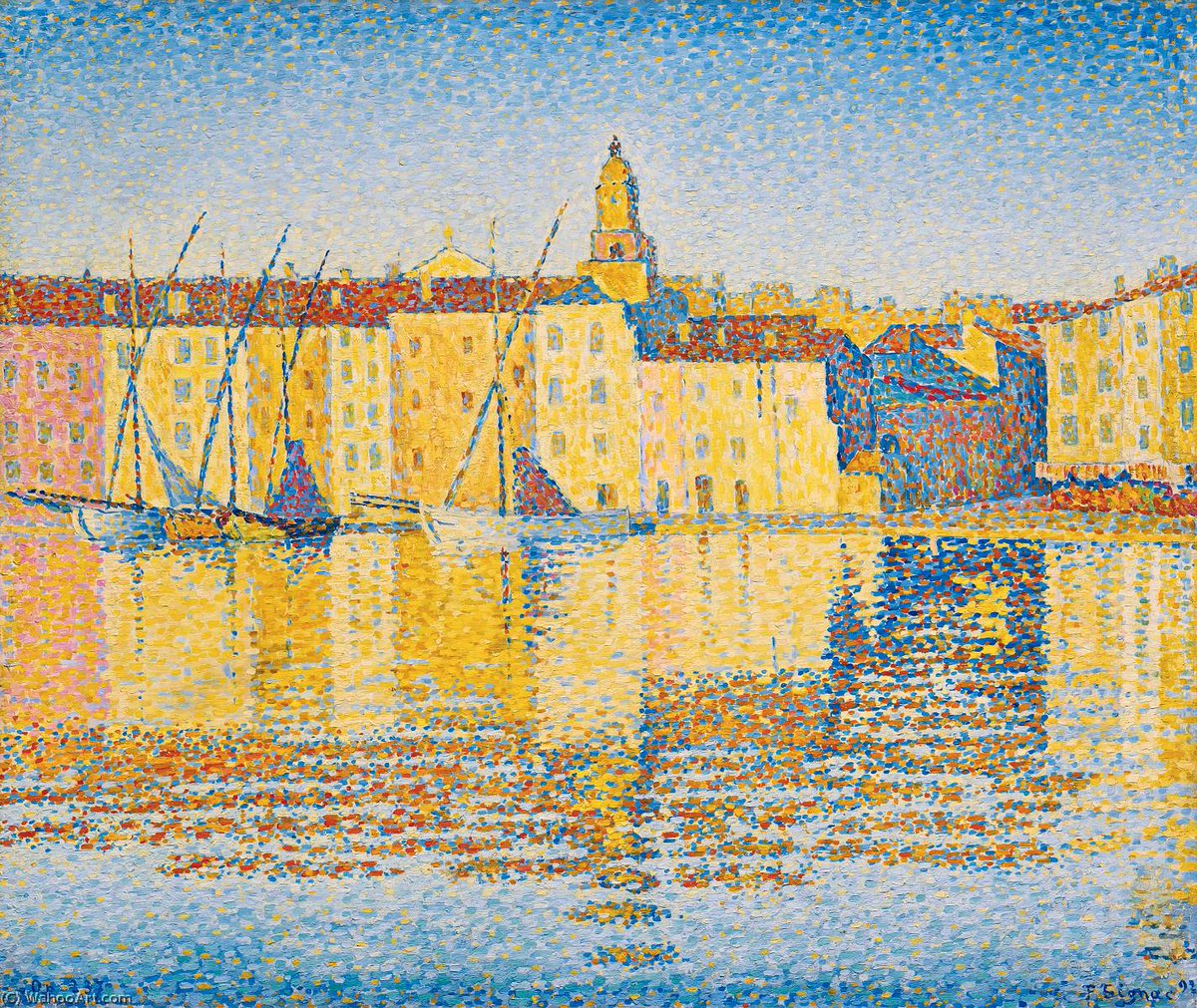 impression_ists's tweet image. Houses in the Port Saint Tropez by Paul Signac