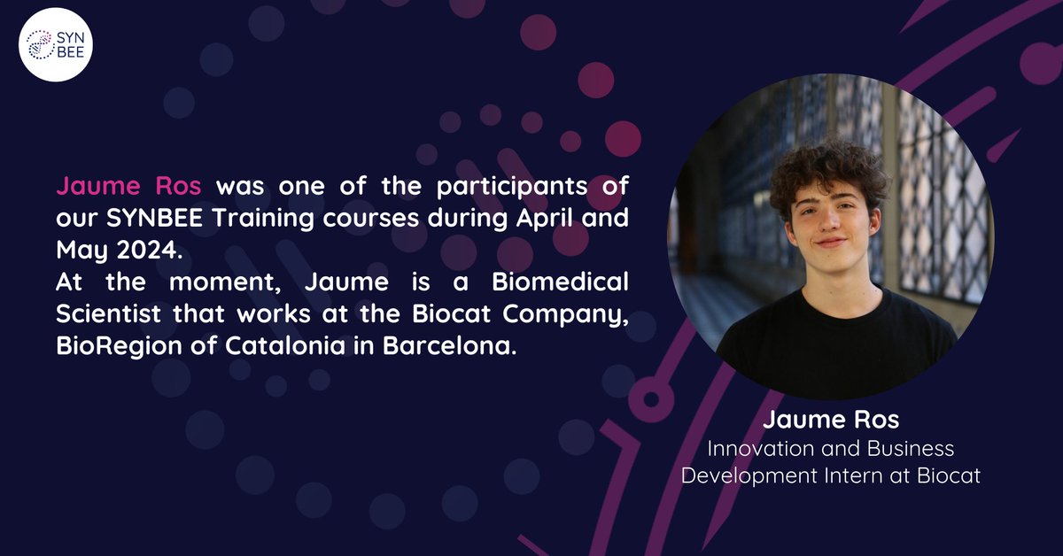 🚀SYNBEE x Jaume Ros 

Meet Jaume, a Biomedical Scientist at Biocat in Barcelona! 🧬  

In our final interview, he share:  
➡️ His journey in SynBio,  
➡️ How SYNBEE boosted his entrepreneurial skills. 

Watch now: youtube.com/watch?v=-GB4lM….
Full article: synbee.eu/synbee-trainin….