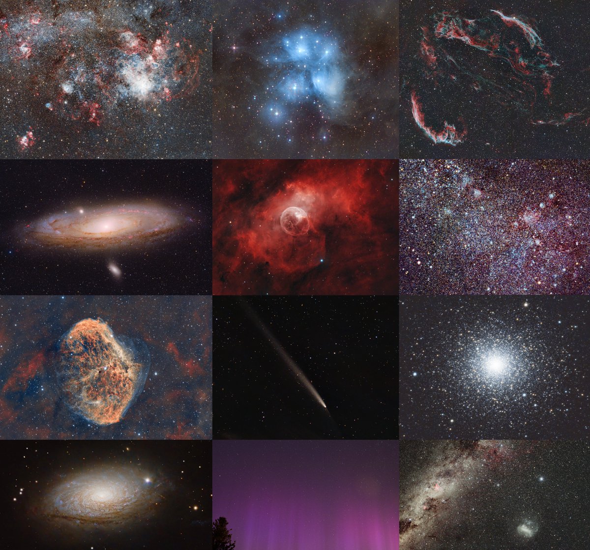 Hier  is 'n collage van sommige van die teikens wat ons in 2024 gejag het.  Dit was die eerste jaar waartydens ek 'n toegewyde sterrekundige kamera  ingespan het, soos 'n regte grootmens. (Nou's ek ook lekker arm. Soos 'n  regte grootmens.)

Voorspoedige 2025 vir almal!