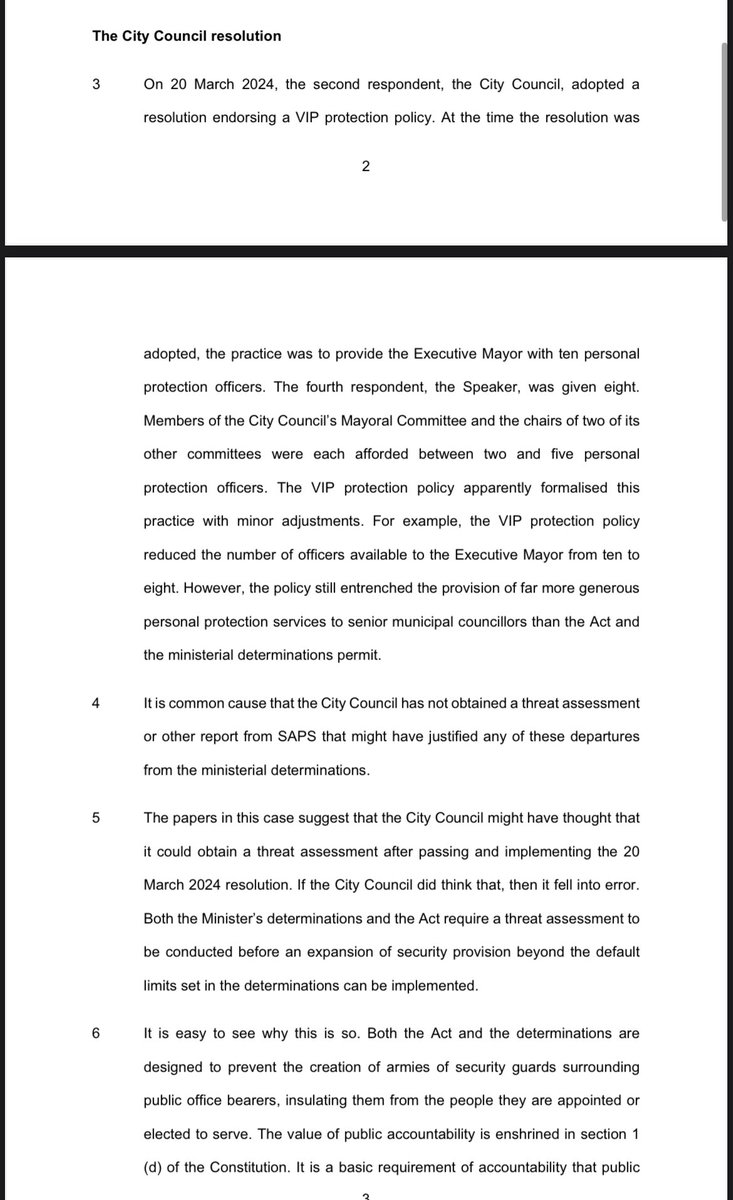 JUST IN: The High Court has declared the City of Johannesburg’s decision to assign 10 bodyguards and six vehicles to the mayor invalid.

However, the ruling will only be enforced after six weeks, giving the city time to justify the decision with a threat analysis. <a href="/JusstAlpha/">Alpha Ramushwana</a>