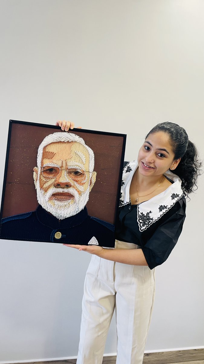 in_kalanidhi's tweet photo. 🌟 My First Tweet! 🌟
Hon'ble PM Shri @narendramodi  ji, I crafted this string art portrait during your Siliguri visit last year. It's a tribute to your inspiring leadership.
It would be a dream come true to gift this to you in person. Your acknowledgment would mean the world! 🙏 https://t.co/4Gc0VSz7QF