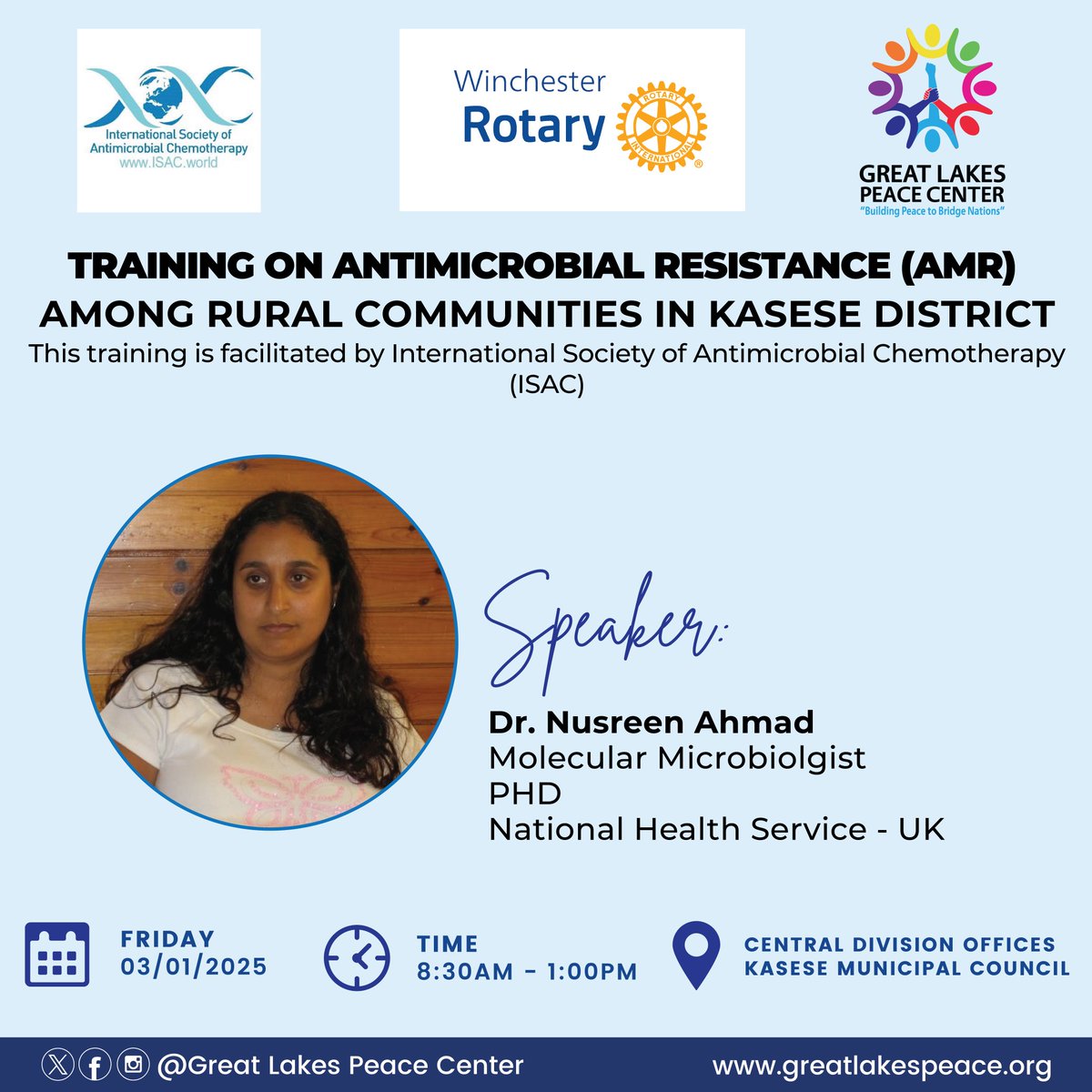 Meet The Speakers:

3. Nusreen Ahmad Saeed 
BSc (hons), MSc, Ph.D, HCPC registered.

Nusreen is a clinical scientist &amp; works in the <a href="/NHSuk/">NHS</a>. 

Her field of expertise is molecular microbiology &amp; she has a particular interest in bone &amp; joint &amp; other sterile site infections. 

#AMR