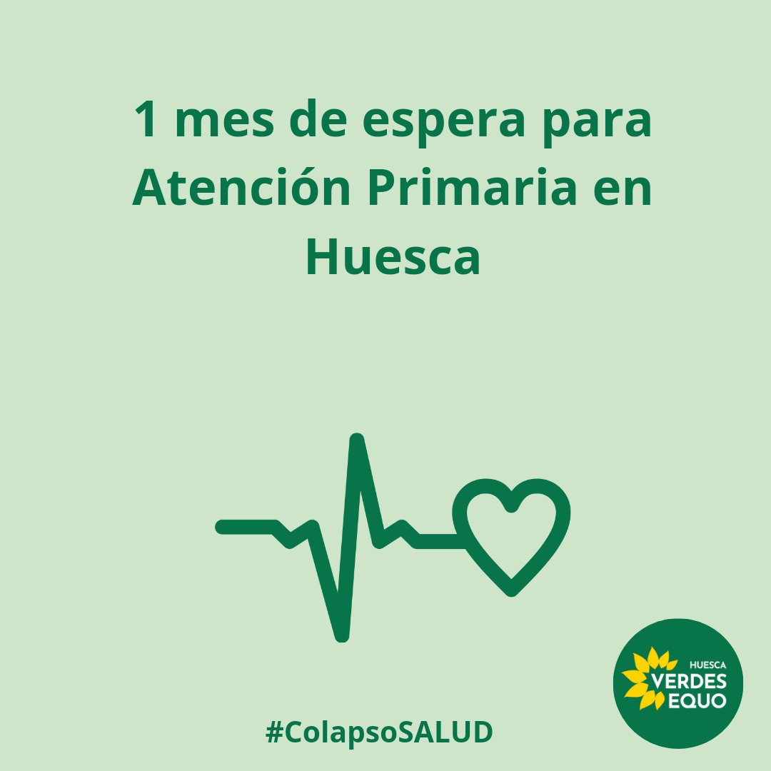 Denunciamos el colapso sanitario en Huesca. Un mes de espera en Atención Primaria. La única medida en SALUD que han tomado <a href="/Jorge_Azcon/">Jorge Azcón</a> y Lorena Orduna ha sido cerrar el centro de salud de Santo Grial #sanidadpublica #colapsosalud🚨