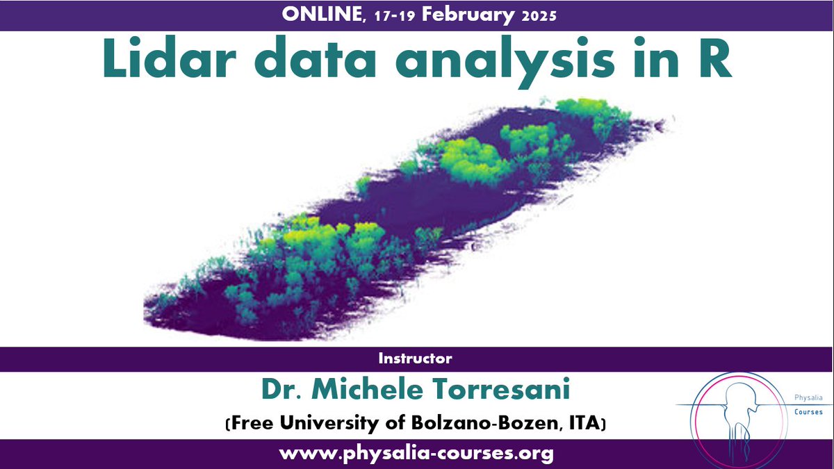 Physalia-courses@ONLINE (@physacourses) on Twitter photo Hi all, Happy New Year🍾
If you want to start 2025 learning about LiDAR technology and its practical applications in ecology using R, do not miss this course with <a href="/torre_mic/">Michele Torresani</a>
There is ONLY 1 seat left: physalia-courses.org/courses-worksh… Hi all, Happy New Year🍾
If you want to start 2025 learning about LiDAR technology and its practical applications in ecology using R, do not miss this course with <a href="/torre_mic/">Michele Torresani</a>
There is ONLY 1 seat left: physalia-courses.org/courses-worksh…
