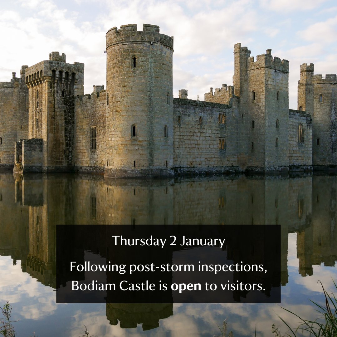Following post-storm inspections, Bodiam Castle is open and ready to welcome you for your first visit of 2025!