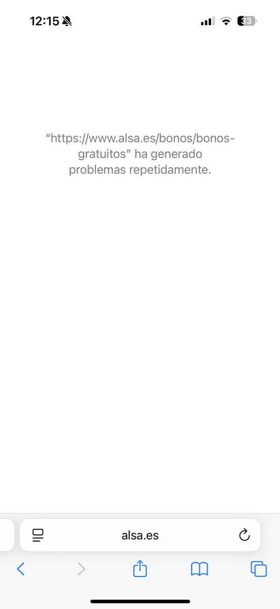 Blonxo's tweet photo. @Alsa_autobuses Sigue siendo imposible. He vuelto a descargar la App y tiene el mismo problema: una vez escribo el origen y el destino se reinicia la página o se queda en gris.
Y desde la web exactamente igual y aparece este mensaje. https://t.co/IrqIudobzK