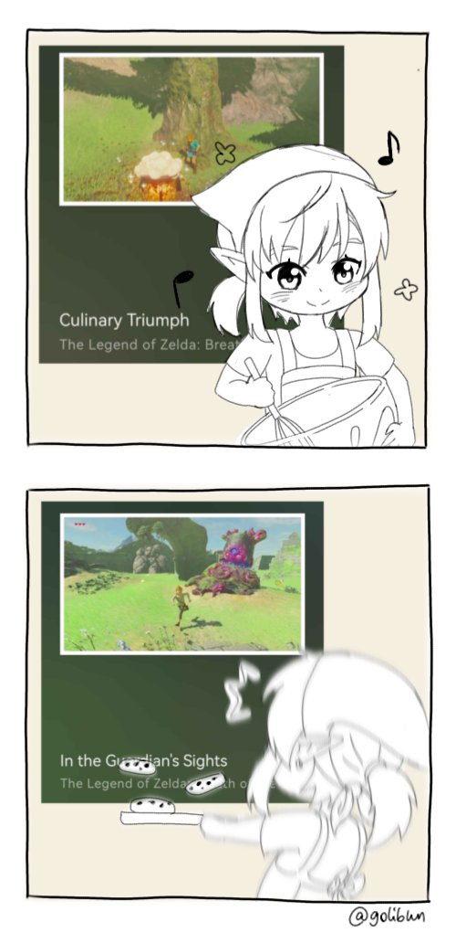 golibun's tweet photo. reliving trauma with nintendo music 🤗
#botw #sksw #rkgk https://t.co/3gn1MXHzv5