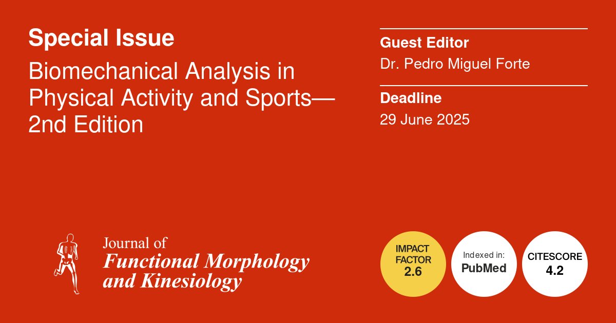 PedroForte2's tweet photo. ⛔Biomechanical Analysis in Physical Activity and Sports, at the Journal of Functional Morphology and Kinesiology (@JFMK_MDPI) is now closed!
⬆️ Moving forward with the "Biomechanical Analysis in Physical Activity and Sports—2nd Edition". Big thanks to the Editorial Office https://t.co/e5fBnJFkR2