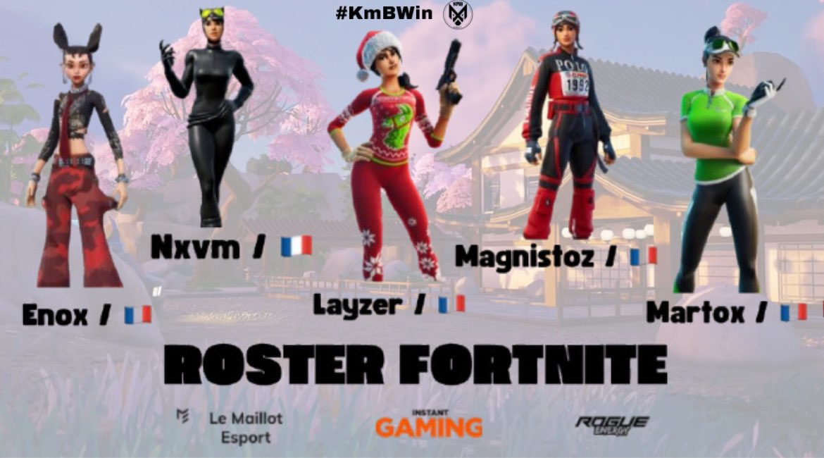 Notre roster fortnite pour l’année 2025 est composer de :
 
🇫🇷 - @ByNxvm 
🇫🇷 - <a href="/LxyzerFn/">lxyzer</a> 
🇫🇷 - <a href="/MAGNISTOzzzz/">vaï</a> 
🇫🇷 - <a href="/ns_martox/">Martox</a> 

🛠️ - @maayzen