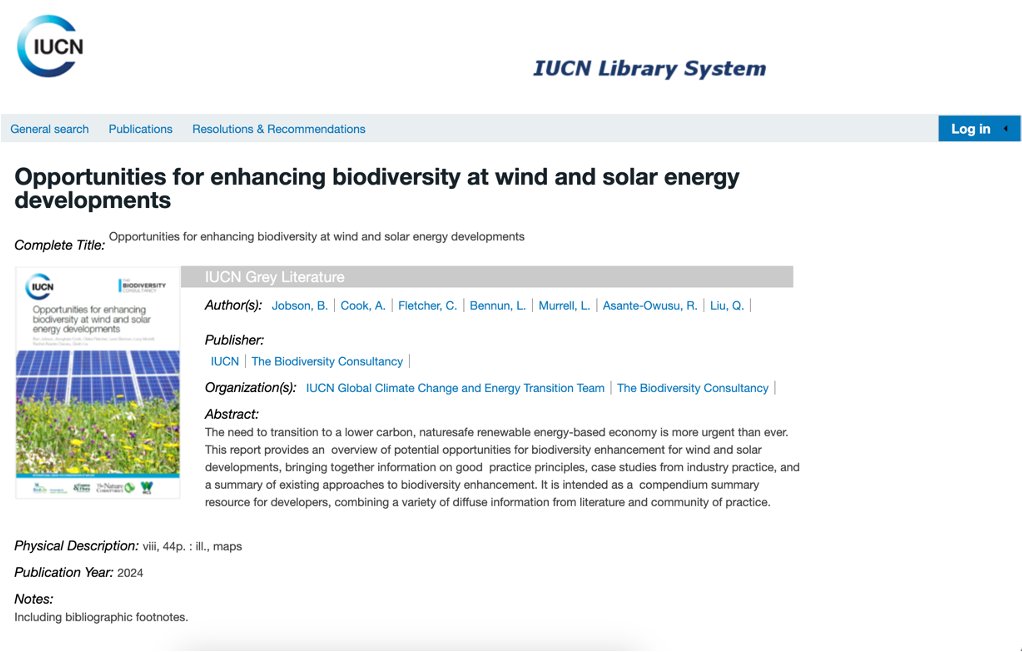 Energy Environment Interactions (@energy_environ) on Twitter photo Great source summarising current evidence on biodiversity at solar energy facilities, including research from the <a href="/Energy_Environ/">Energy Environment Interactions</a> group <a href="/LancsUniLEC/">Lancaster Environment Centre</a>.
Have a look at the new <a href="/IUCN/">IUCN</a> report👇!
portals.iucn.org/library/node/5… Great source summarising current evidence on biodiversity at solar energy facilities, including research from the <a href="/Energy_Environ/">Energy Environment Interactions</a> group <a href="/LancsUniLEC/">Lancaster Environment Centre</a>.
Have a look at the new <a href="/IUCN/">IUCN</a> report👇!
portals.iucn.org/library/node/5…