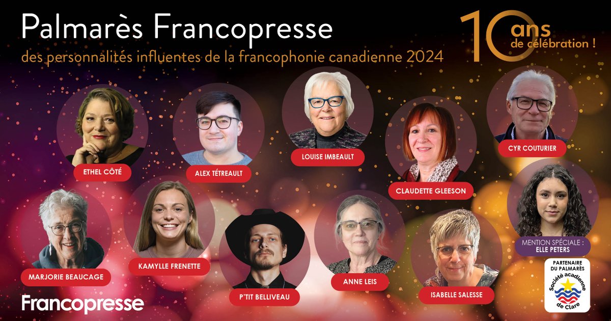 Le Palmarès des personnalités influentes de la francophonie canadienne de 2024: FRANCOPRESSE – Francopresse célèbre cette année la 10e édition du Palmarès des personnalités influentes de la francophonie canadienne. dlvr.it/TH781L #FrCan #Francophonie #MédiasFrancos