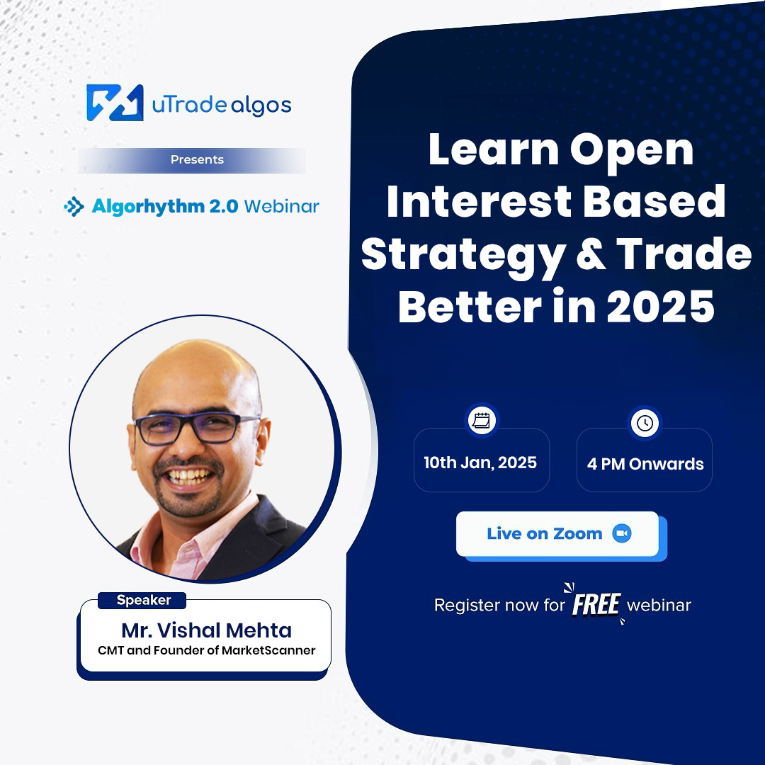 uTradeAlgos's tweet image. Join us for a new, exciting session of Algorhythm 2.0 with @vishalmehta29, CMT and founder of MarketScanner and learn Open Interest Based Strategy and trade better in 2025! 

🎟️ Register for FREE now!
📅 Date: January 10, 2025
⏰ Time: 4 PM
🔍 Live on Zoom
 
Don’t miss this…