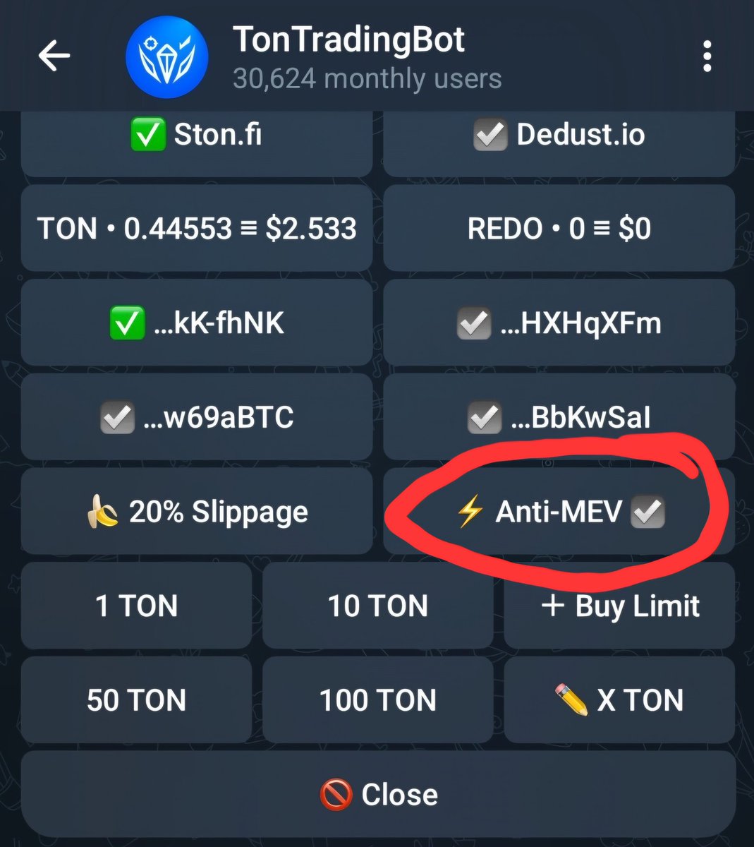 1000x_PCM's tweet photo. TonTradingBot has successfully updated its MEV protection feature, helping users avoid being trapped by MEV bots.

#AntiMEV   #TonTradingBot   #TON https://t.co/E0Up6LbOX9
