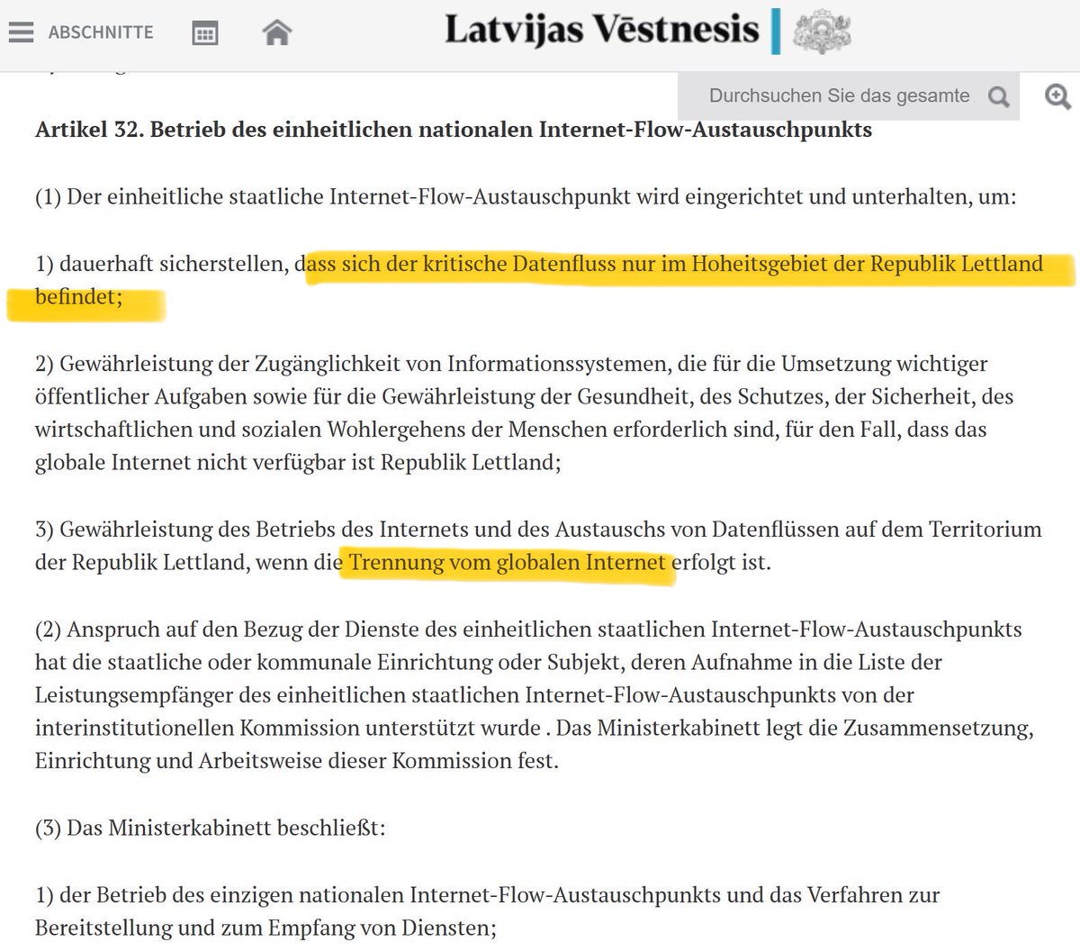 Dennis_Kipker's tweet image. Heute update ich unsere #Übersicht zur #NIS2-Umsetzung im Vergleich unter 27 #EU-Mitgliedstaaten: Die lettische Umsetzung ist besonders interessant: Hier werden Vorgaben gesetzt, um Lettland im Notfall vom globalen #Datennetz abkoppeln zu können:
vestnesis.lv/op/2024/128A.1