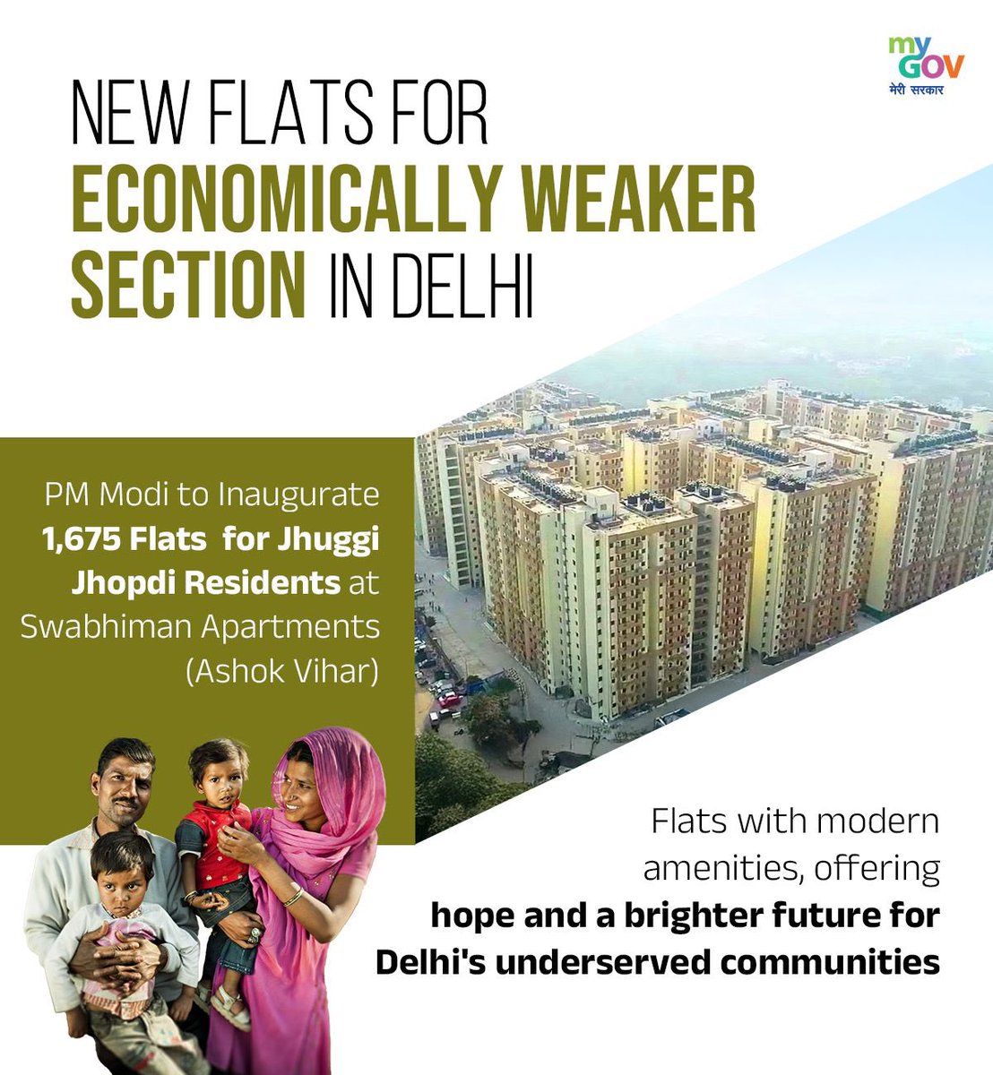 mygovindia's tweet image. Modern Homes, Brighter Futures!

PM @narendramodi to inaugurate 1,675 flats for Jhuggi Jhopdi residents at Swabhiman Apartments, Ashok Vihar. Equipped with modern amenities, these homes symbolize hope and progress for Delhi's underserved communities.

#DelhiDevelopment
#NewIndia
