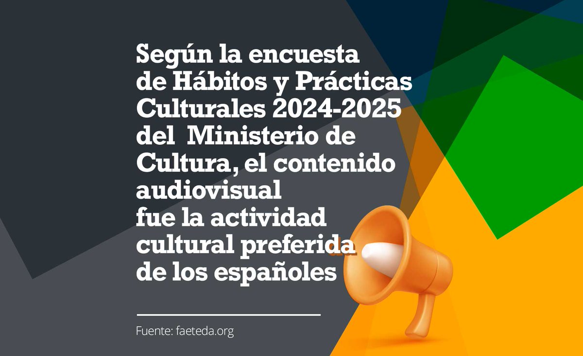 🔊 Según la encuesta de Hábitos y Prácticas Culturales 2024-2025 del Ministerio de Cultural, el contenido audiovisual fue la actividad cultural preferida de los españoles.