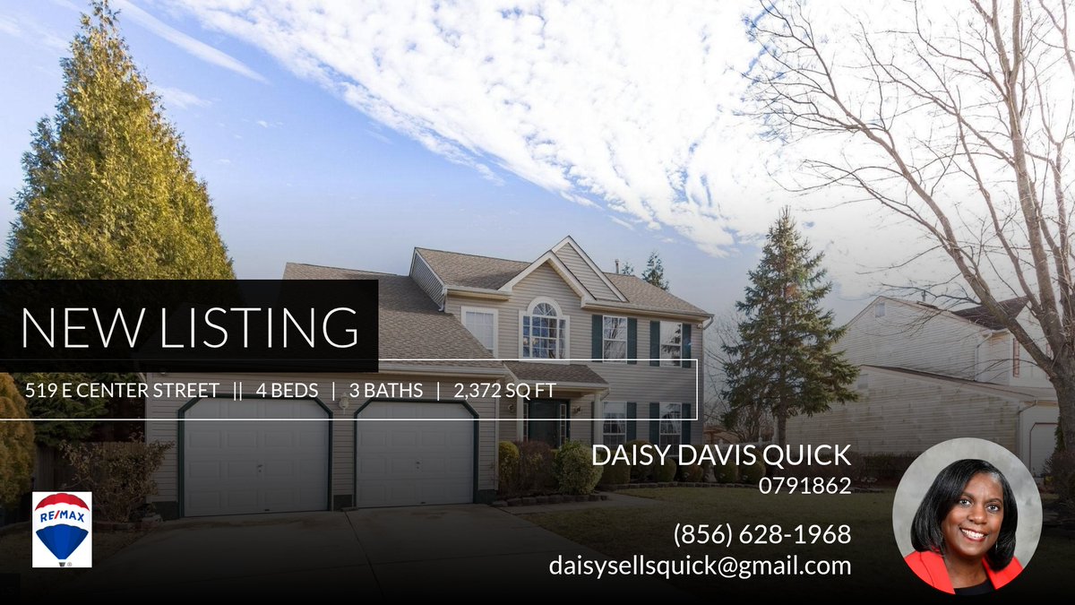 DaisySellsQuick's tweet image. 📍 New Listing 📍 Take a look at this fantastic new property that just hit the market located at 519 E Center Street in Clayton. Reach out here or at (856) 628-1968 for more information

Daisy Davis-Quick
DaisySellsQuick
REMAX Pref... homeforsale.at/519_E_CENTER_S…