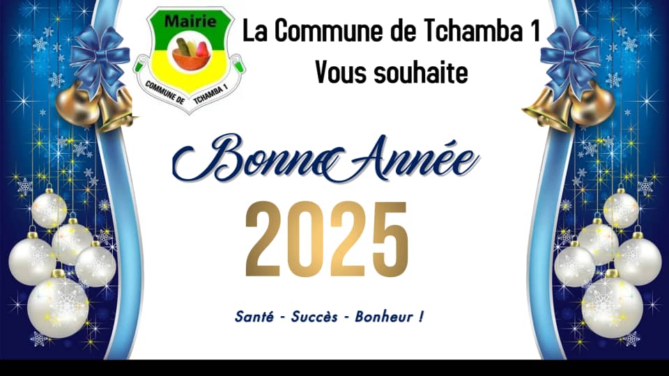 La Commune de Tchamba 1 vous présente ses meilleurs vœux pour l'année 2025. 

Que cette nouvelle année soit synonyme de réussite, de santé et de bien-être pour chacun.

Bonne année à tous !

#communedetchamba1 #2025newyear #bonneannee #bonnesfetes