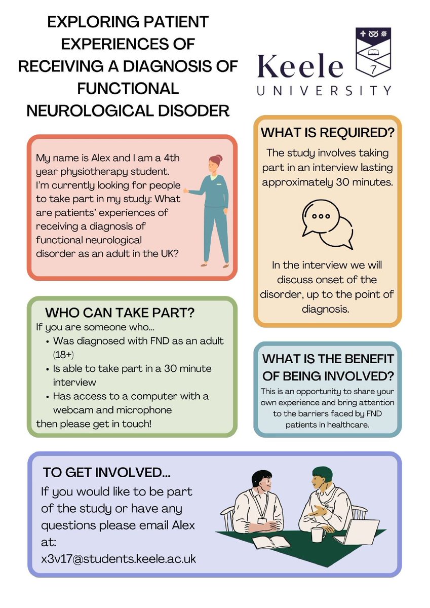 TheBrainCharity's tweet image. If you are an adult in the UK who is diagnosed with FND and you are interested in sharing your experience, or would like more information about this diagnosis study, please contact the researcher Alex Sharp at: x3v17@students.keele.ac.uk 

#fnd #functionalneurologicaldisorder