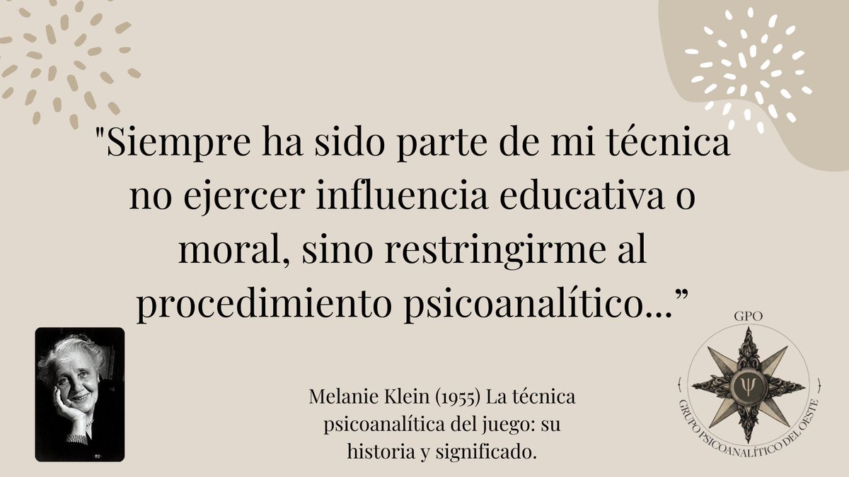 grupopsioeste's tweet photo. Seguimos trabajando y recordamos a Melanie Klein.

-
-
#GPO #grupopsicoanaliticodeloeste #psicologiainfantil #melanieklein #aniversario #aniversarionacimiento #aniversarionacimientogpo #cumpleaños #cumpleañospsicoanalitico #klien #escuelainglesa https://t.co/4yWs5pgPv1