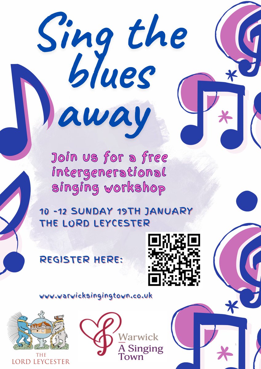 If you're feeling the January blues do join the team from <a href="/WarwickSingTown/">Warwick - A Singing Town</a> for "Sing the Blues Away", a workshop for all ages designed to lift the spirits. Sunday 19th January from 10am-12am at The Lord Leycester, Warwick timed just before #BlueMonday2025.