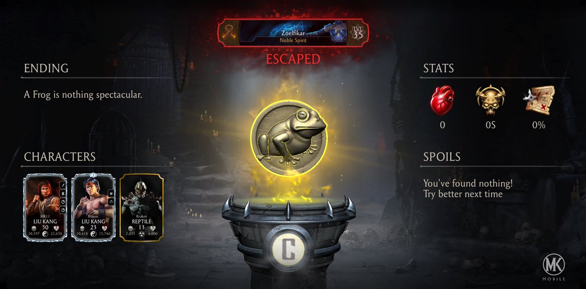 zoe_killbane's tweet photo. I just completed a Krypt Run in Mortal Kombat mobile! Check out my stats. https://t.co/VfM29Mxdbm