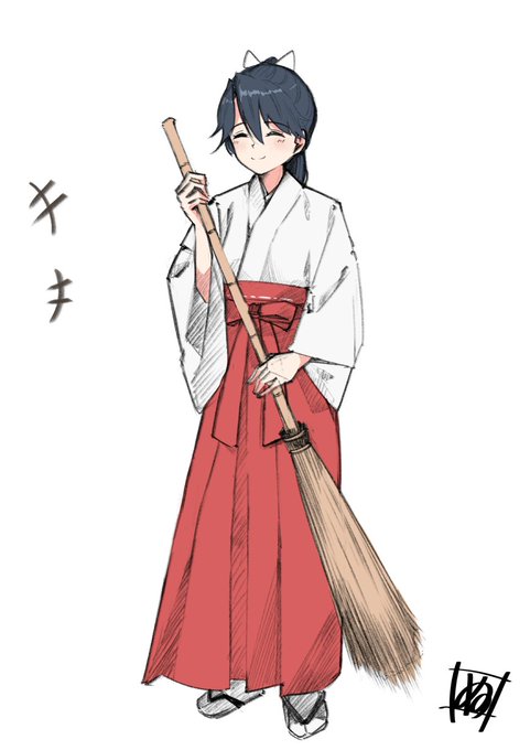 巫女ほっしょさん描いた。インフル怖くて初詣まだ行ってないマンです!! 