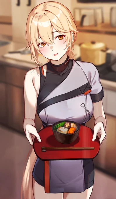 ドルフロ2のグローザ指揮官の為にお雑煮作ってくれるグローザさんちょっと遅くなったけど、明けましておめでとうございます!#ドールズフロントライン2 #イラスト練習 