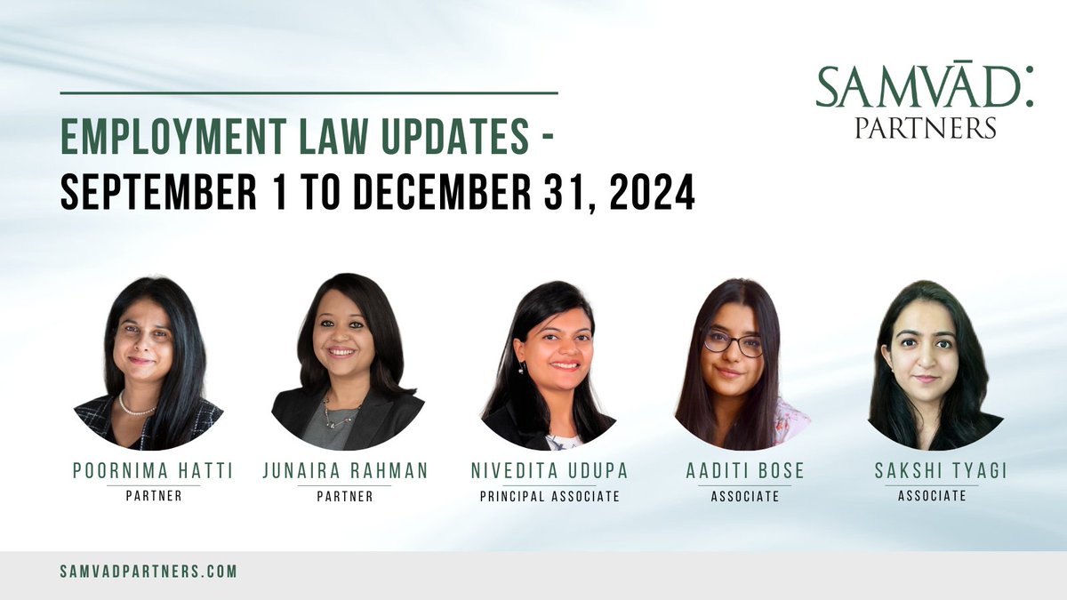 PartnersSamvad's tweet photo. In this issue, we bring you the latest developments and updates in the ever-evolving world of employment and labour law. 

https://t.co/ucrizcIq88 https://t.co/gQ77vCcHm2