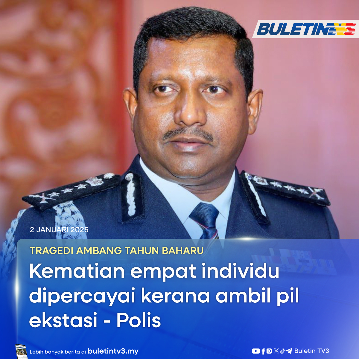 BuletinTV3's tweet photo. TRAGEDI AMBANG TAHUN BAHARU | Kematian empat individu yang menghadiri konsert ambang tahun baharu, Pinkfish Countdown 2024 di Bandar Sunway kelmarin dipercayai terlibat dalam pengambilan pil ekstasi.
#BuletinTV3 #PinkFish #Ekstasi https://t.co/31XQjVASEk
