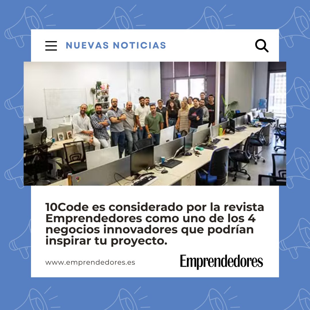 10code_'s tweet photo. ✨🎉¡10Code, inspiración en innovación! 

Empezamos el año con una gran noticia: 
Revista Emprendedores España nos ha reconocido como uno de los 4 negocios más innovadores para inspirar a emprendedores.🚀

🔗Lee nuestra historia completa en el artículo 
https://t.co/S5Vbgqblyz https://t.co/Iac3yt0bHf