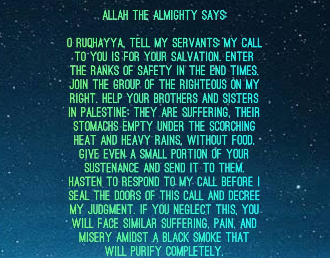ALLAH CALLS TO HIS SERVANTS TO COME TO HIS CALL BEFORE HE BRINGS UPON THEM A BLACK SMOKE (DUKHAN) THAT WILL PURIFY COMPLETELY.
#zelena #sstvi #سلمان_الخالدي #بشار_الأسد #หวยงวดนี้ #سوريا_الان #السعوديه_عمان #CountdownCTW2025xLingOrm #せっかくグルメ #سوريا #Allah #Muslim #islam #f