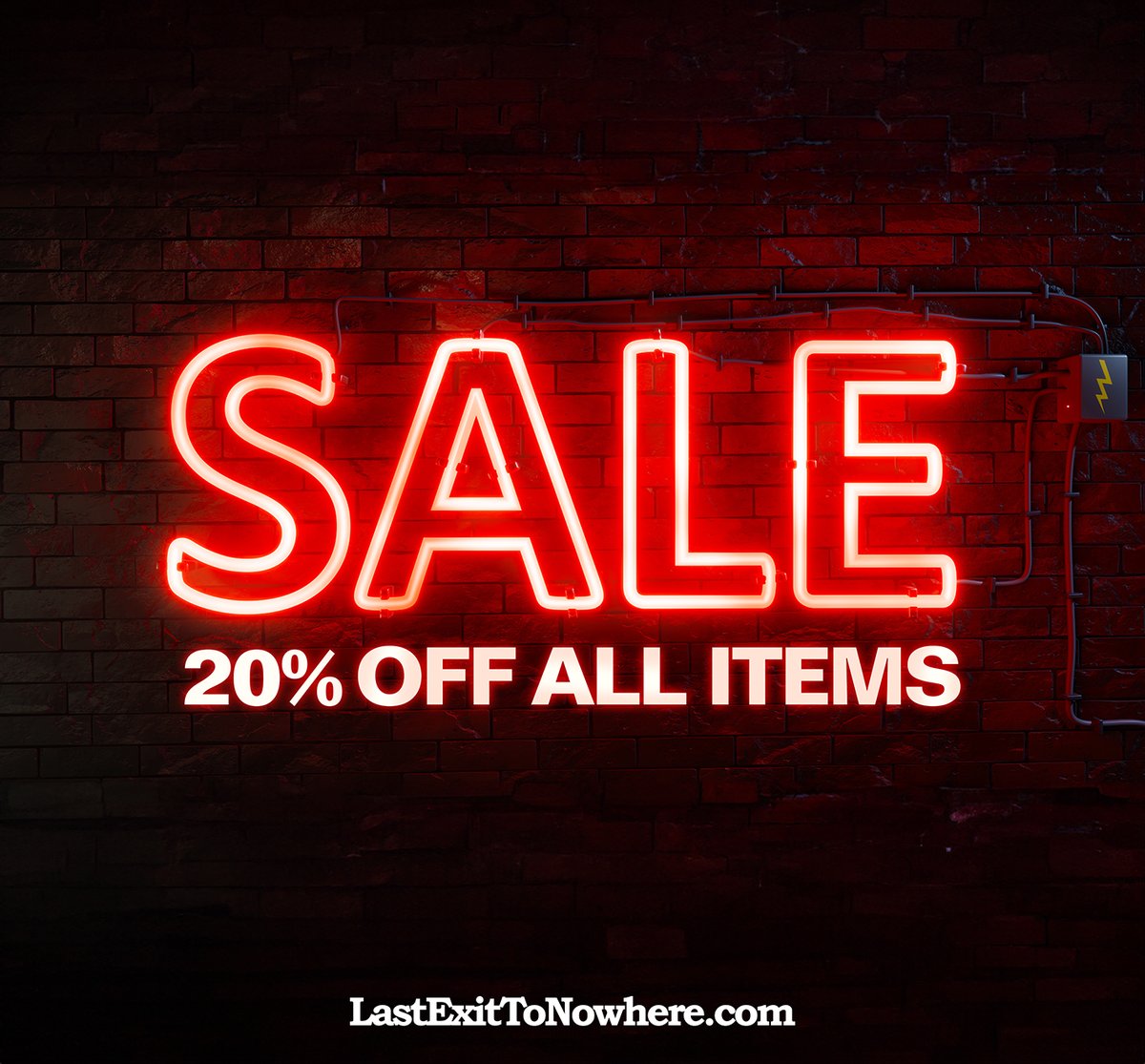 Take advantage of 20% off all items at LastExitToNowhere.com
The discount is automatically applied to your basket.
Offer ends at 11.59pm (GMT) on 20.01.25