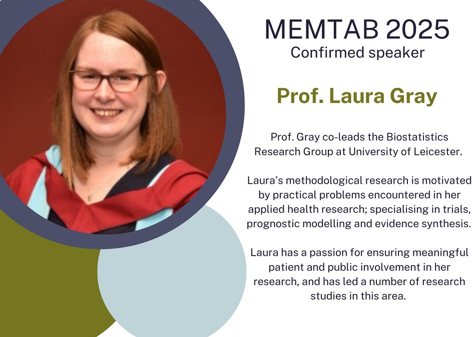 🌟 We're excited to announce Prof Laura Gray will be one of our invited speakers at the upcoming #MEMTAB2025 conference! 🎉

Professor Gray has a deep passion for meaningful patient and public involvement in methods research - an exciting opportunity for real-world impact! ✨