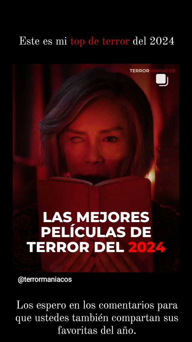 Terrormaniacos's tweet image. Abro hilo con el top 10 de las mejores películas de terror del 2024.