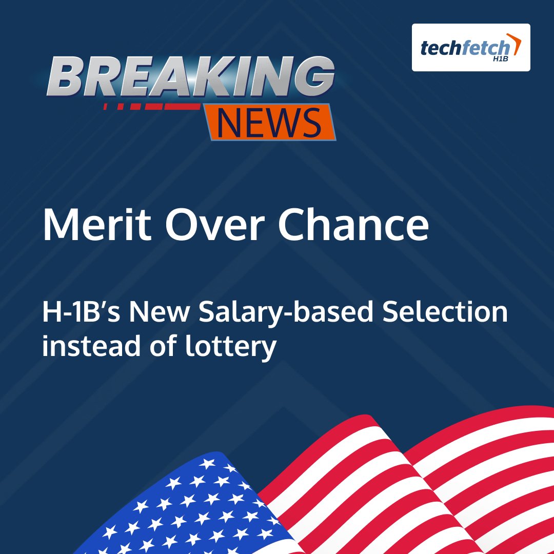 TechfetchH1B's tweet image. H-1B selection is now based on salary, not lottery!  DHS announces salary-based selection starting Jan 2025. 

What this means for you:
- Higher pay = Better chances 
- Easier F1 to H-1B transition 
- Faster processing
- RT to spread the word! 

#H1BReform #TechJobs #TechfetchH1B
