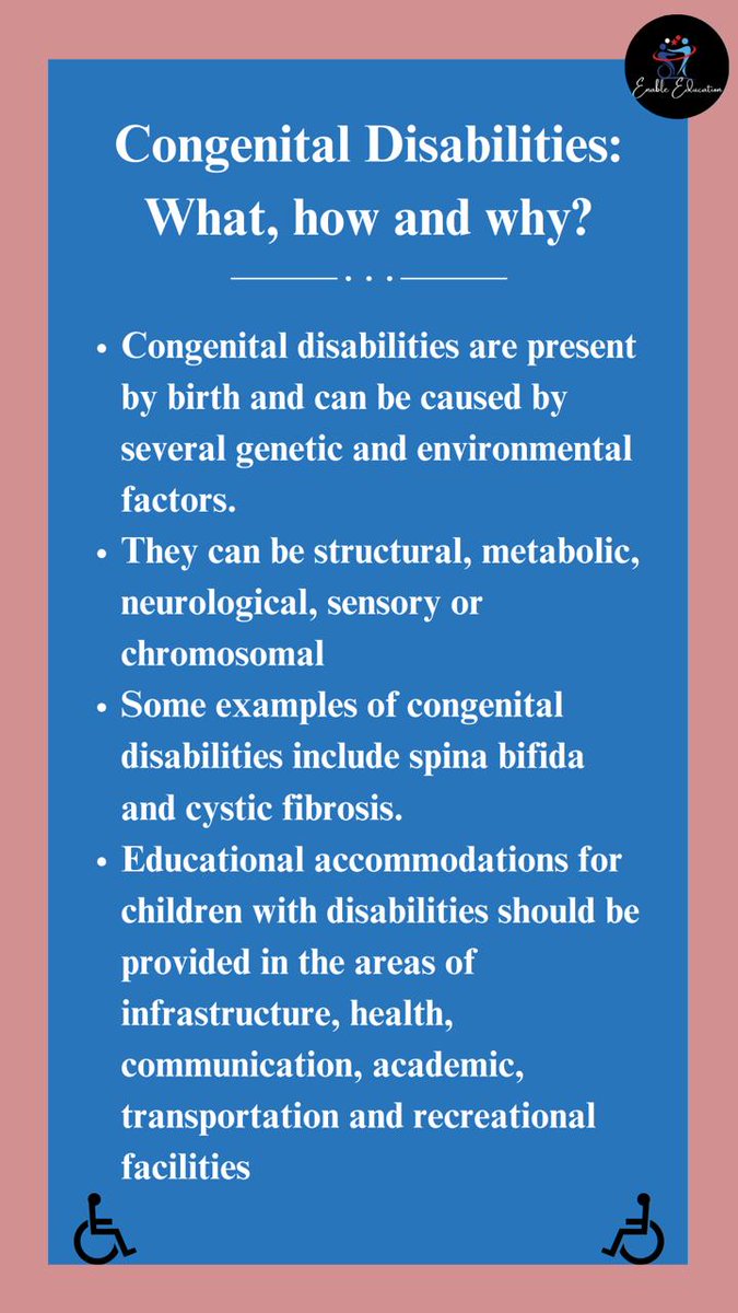enableeducation (@enableeducation) on Twitter photo Congenital Disabilities affect each child differently. It is imperative that we focus on giving reasonable accommodations tailored to the needs of different children
.
Content credits:<a href="/15Aarushi/">Aarushi Gambhir</a>
Design credits:<a href="/_sejeekarki_/">Sujeeta Karki</a>
.
#EnableEducation #disability #congenitaldisability Congenital Disabilities affect each child differently. It is imperative that we focus on giving reasonable accommodations tailored to the needs of different children
.
Content credits:<a href="/15Aarushi/">Aarushi Gambhir</a>
Design credits:<a href="/_sejeekarki_/">Sujeeta Karki</a>
.
#EnableEducation #disability #congenitaldisability