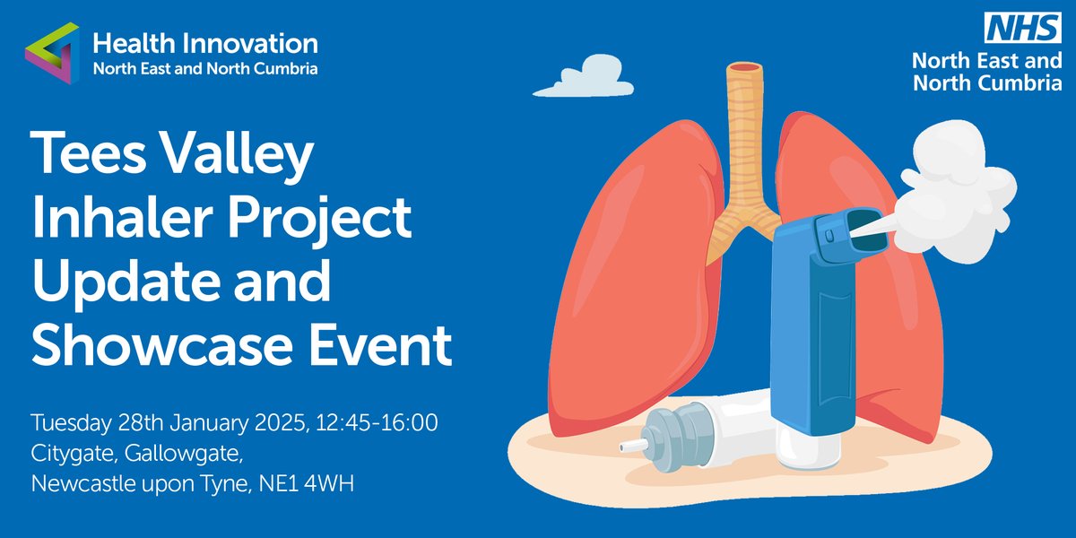 Health Innovation NENC (@hi_nenc) on Twitter photo Join us on 28th Jan 2025 to learn about the Tees Valley Inhaler Project & how it can help improve asthma care in your practice. Hear from:
🎤 Claire Adams, Respiratory Programme Manager, HI NENC
🎤 Ben Mole, Programme Manager, <a href="/CDRC_Precision/">CDRC_Precision</a>
Register 👉 bit.ly/4gqQi4G Join us on 28th Jan 2025 to learn about the Tees Valley Inhaler Project & how it can help improve asthma care in your practice. Hear from:
🎤 Claire Adams, Respiratory Programme Manager, HI NENC
🎤 Ben Mole, Programme Manager, <a href="/CDRC_Precision/">CDRC_Precision</a>
Register 👉 bit.ly/4gqQi4G