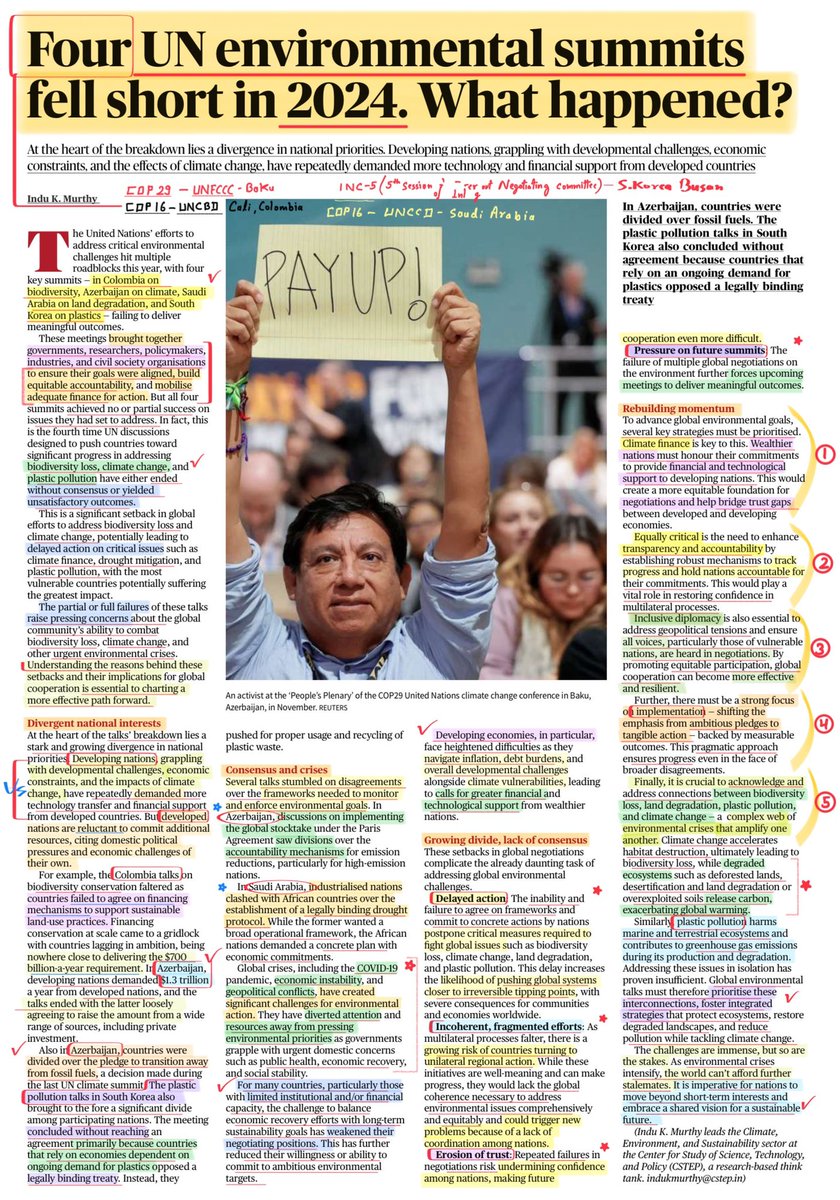 StudyRules12's tweet image. Failed talks , disagreements in environmental summits , challenges and what’s next 
#upscprelims2025 
#UPSC 
#HPPSC
#UN
#COP16RIYADH 
#Busan
#plastic 
#Biodiversity
 #ClimateAction 
#environmentalhealth 
#currentAffairs