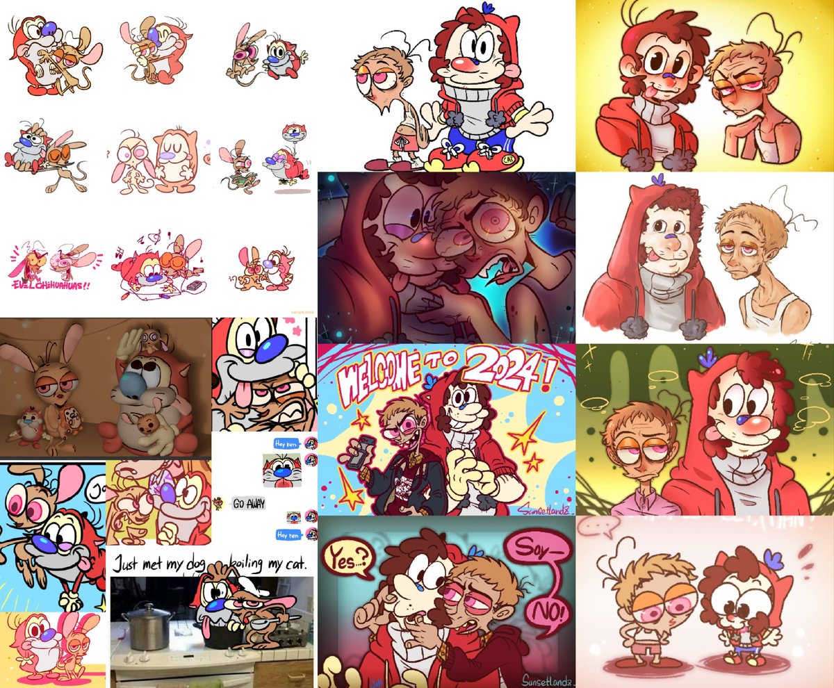 SunsetLandZ's tweet image. My ren and stimpy 2024 fanart summary!(1/2)✨✨